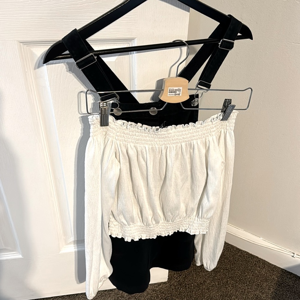 COMBO H&M Divided Crop Top & Mini Overall Dress